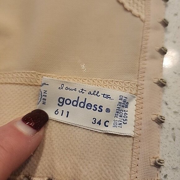 Vintage Goddess Strapless Bra 34C Model 611 Nude Underwire Boned Union Made - Picture 6 of 7